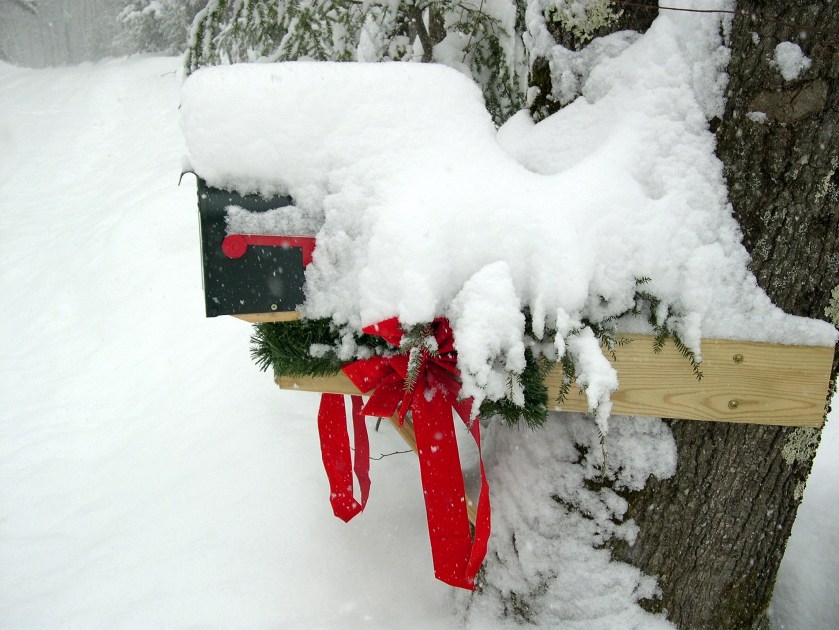 snow covered mailbox