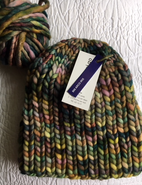 chunky knit hat in rasta