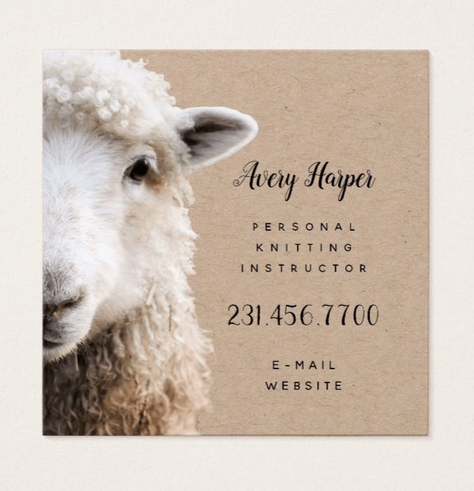 sheep yarn business card