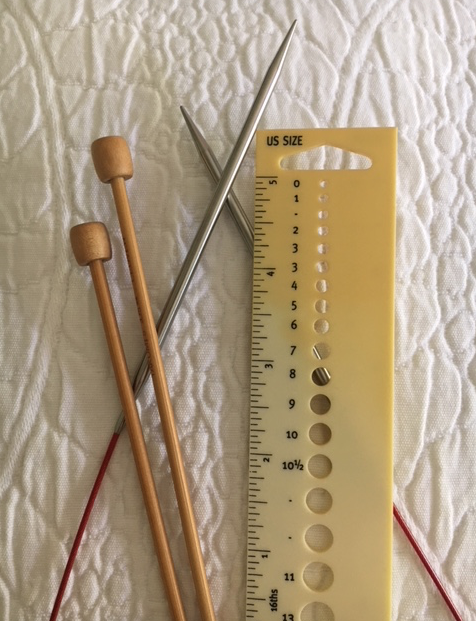 knitting needles and measuring ruler