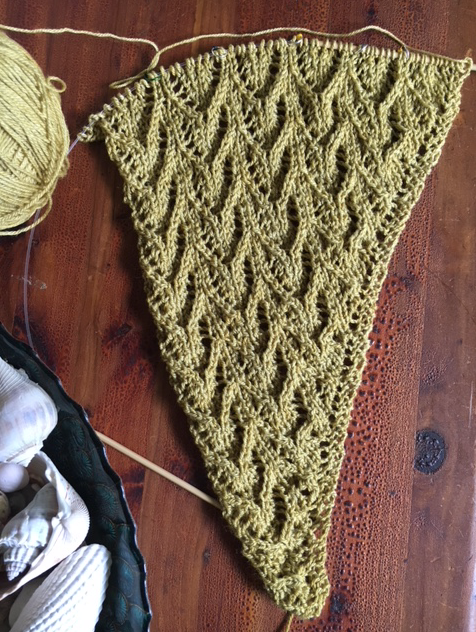 knitting a shawl