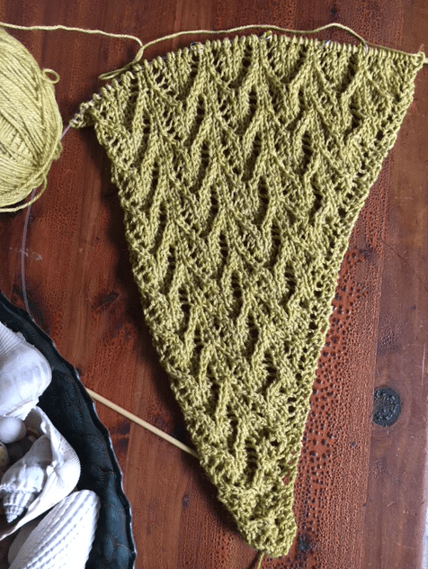 knitting a shawl