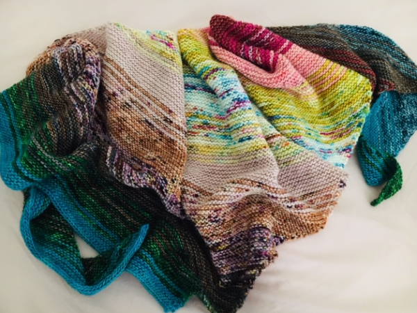 Finished Knitting the Scrappy Bias&nbsp;Shawl