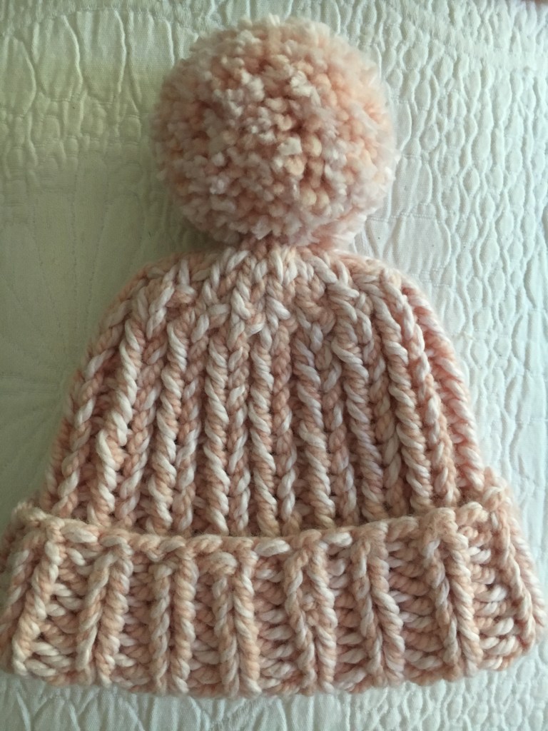 Pink "snow day" hat for baby