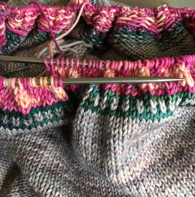 color work knitting on Umpqua sweater