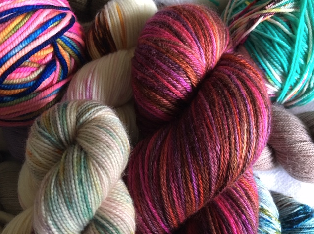 Yarn stash in skeins and balls