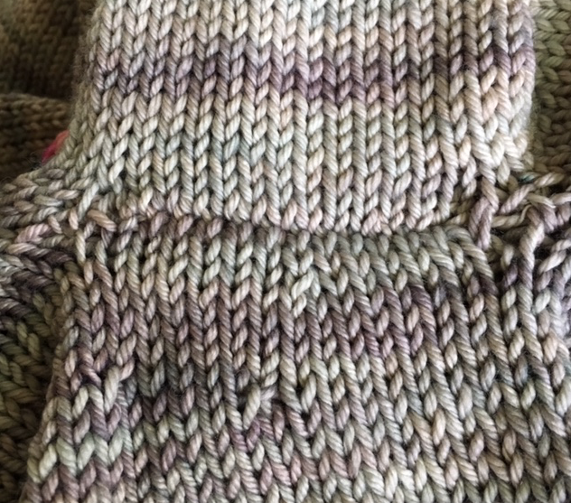 Right side of sweater after underarm is bound off