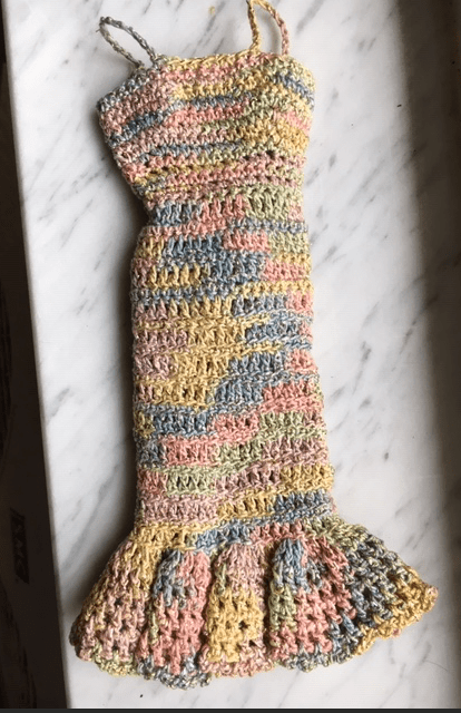 crocheted Barbie doll dress