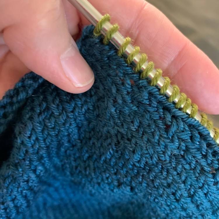Picking up stitches along front edge of sweater