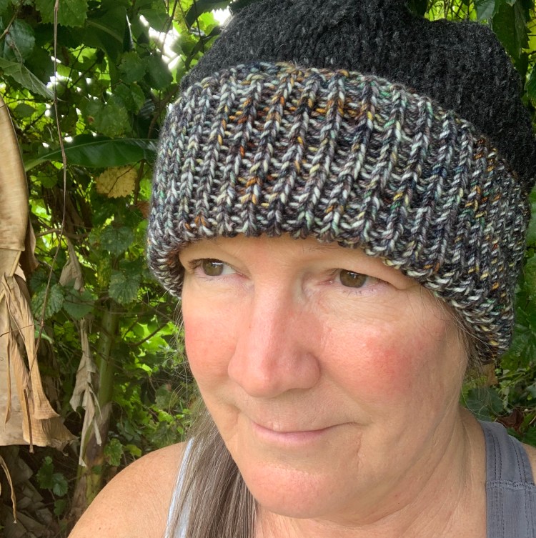 double-brim hat in Quarry and other yarns