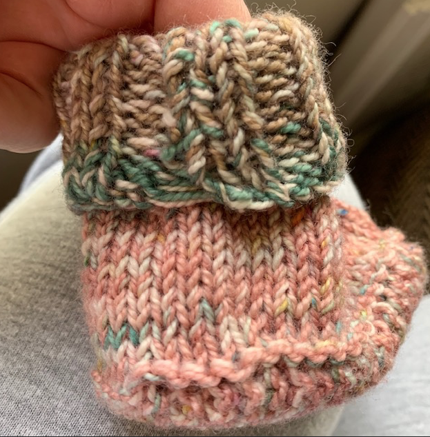 weaving in at the top fold over