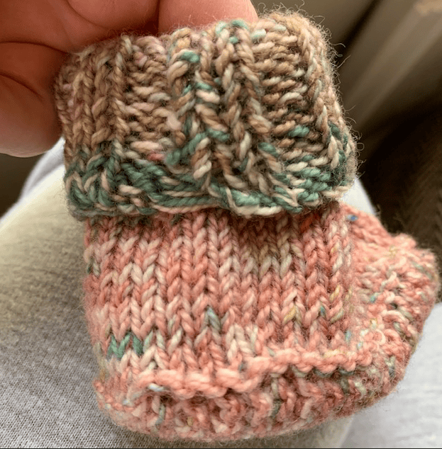 weaving in at the top fold over