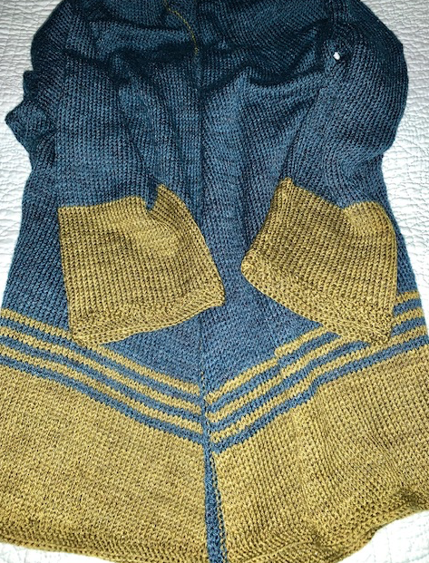 hand knit long-sleeve sweater in Miss Babs Tarte yarn