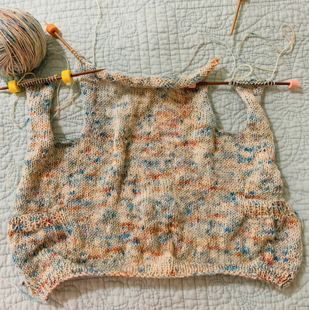 Playdate sweater knitting in progress