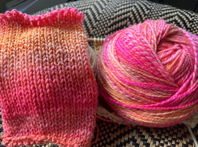 Sample swatch handspun pink