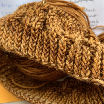 Cowl ribbing in Anzula worsted yarn
