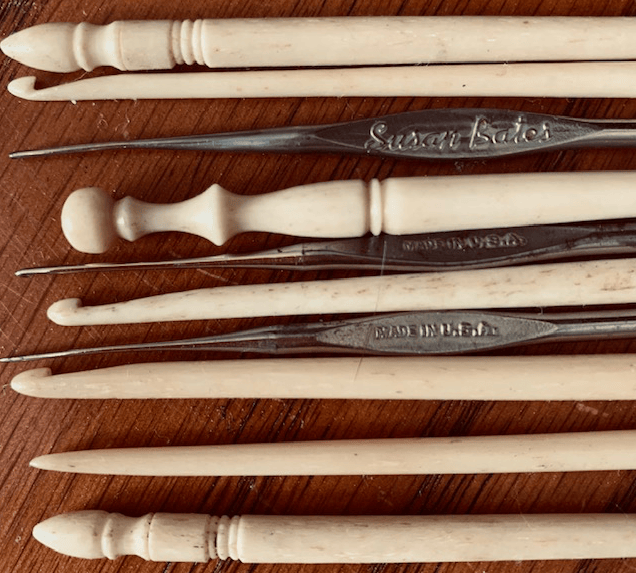 old crochet hooks and tatting needles