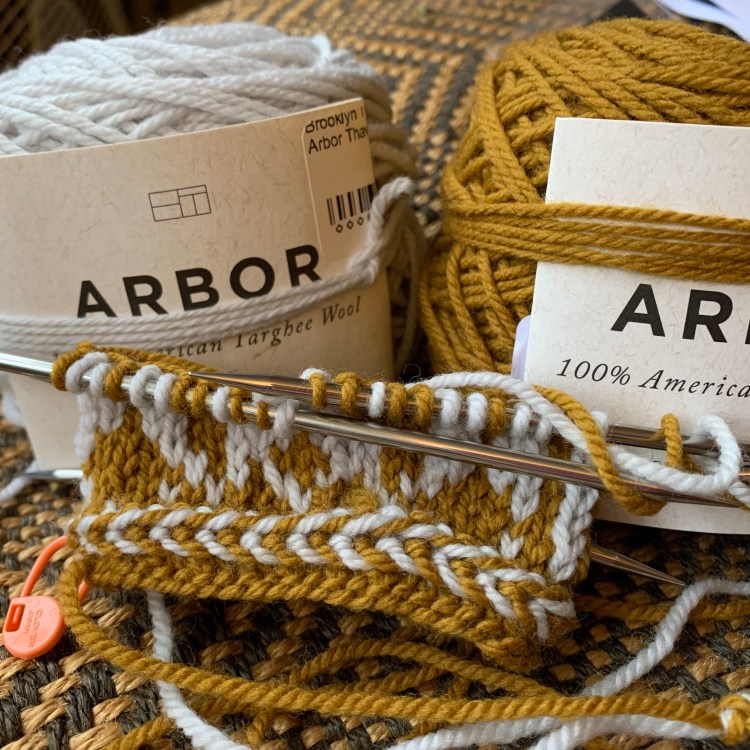 Arbor yarn mitten knitting project