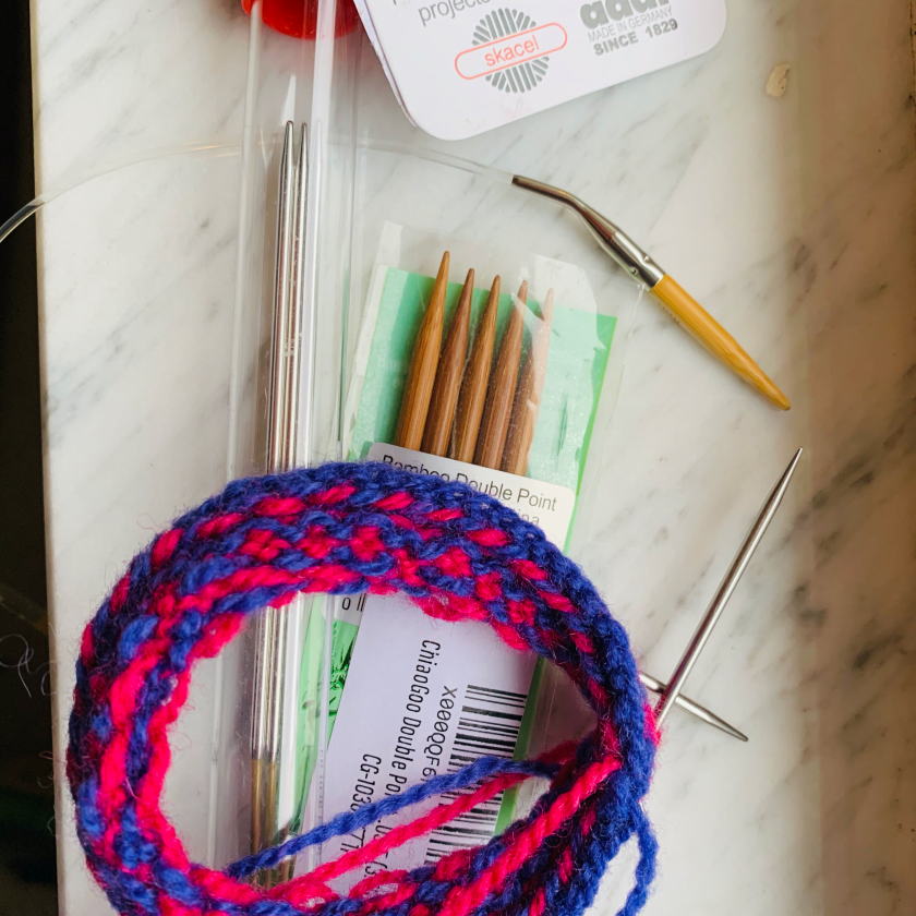 Various knitting needles for small in the round knitting