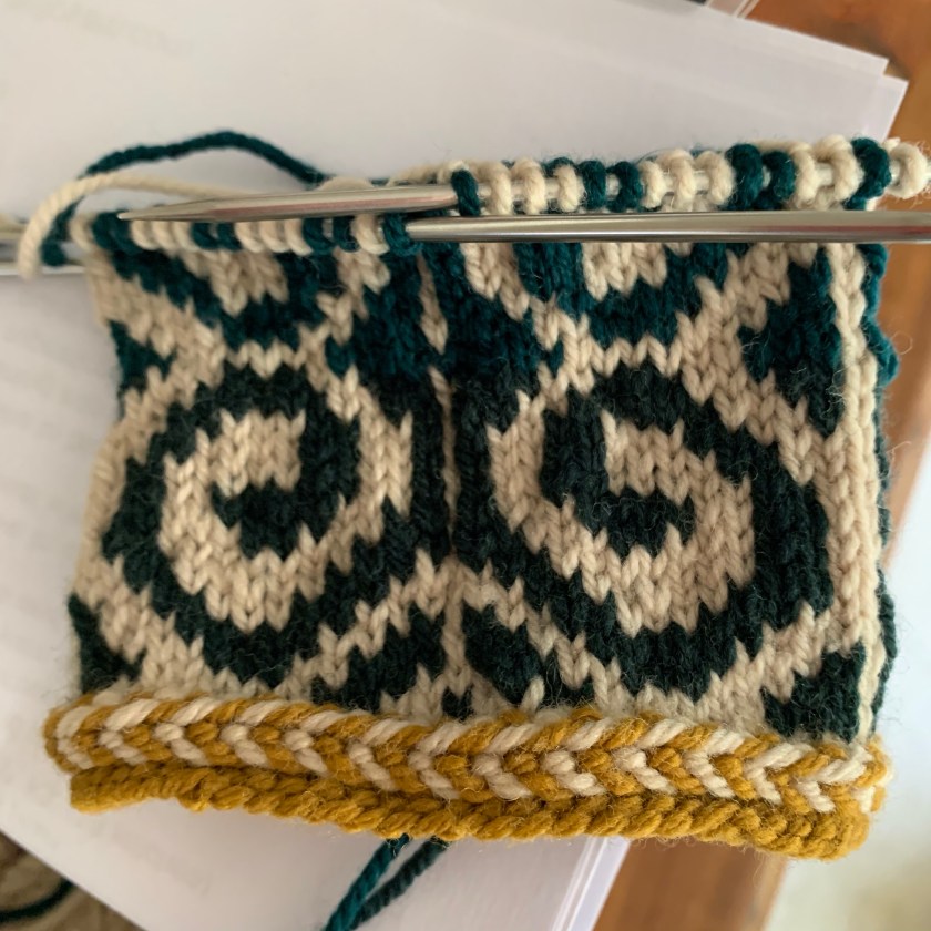 Fiddlehead Mitten knitting