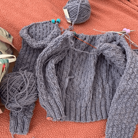 Knitting the Oxbow cardigan sweater