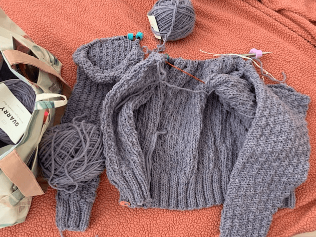 Knitting the Oxbow cardigan sweater