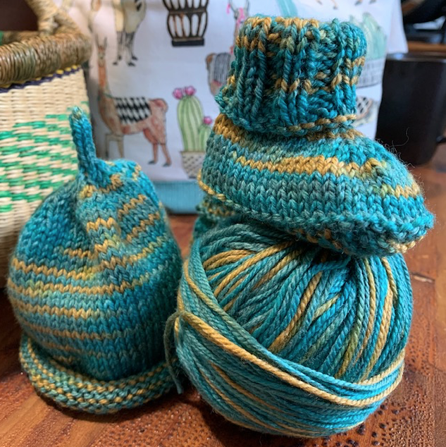 Lorna's Laces knitting baby booties