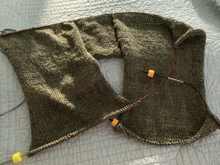 Over the Top Tee knitting