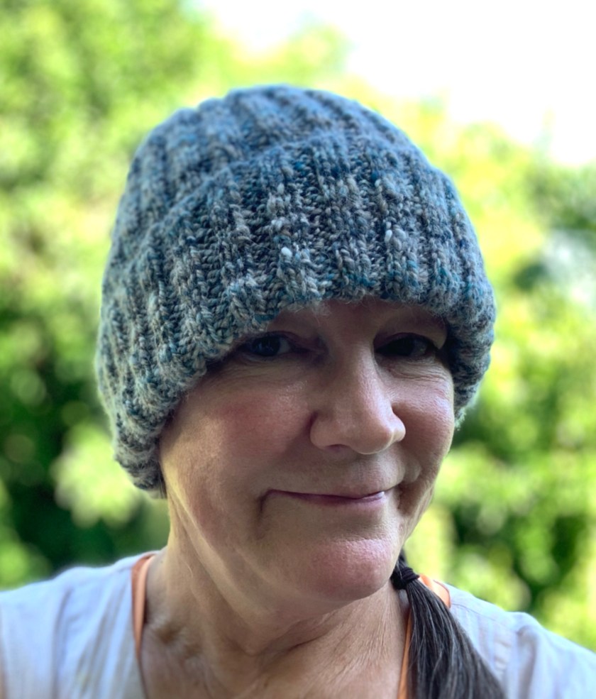Ribbed beanie hand knit with handspun yarn