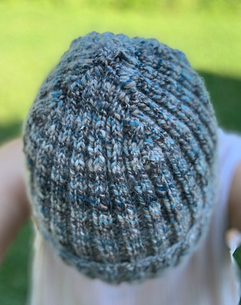 Bunny hat crown showing decreases
