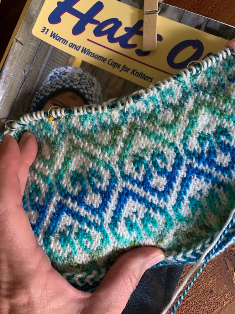 Turkish patterned cap stranded knitting