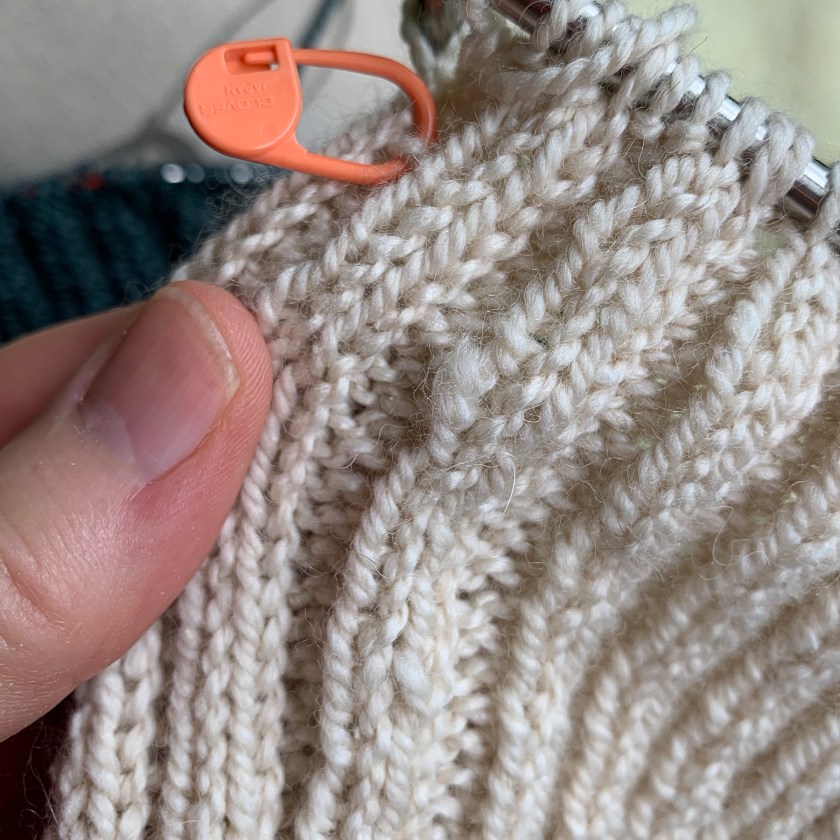 Two by two ribbing with Acadia yarn