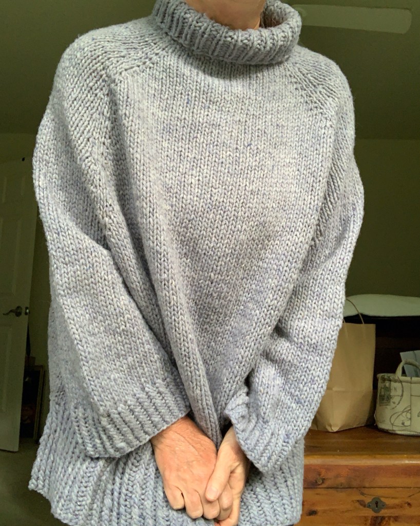 Turtle Dove hand-knit sweater in Quarry
