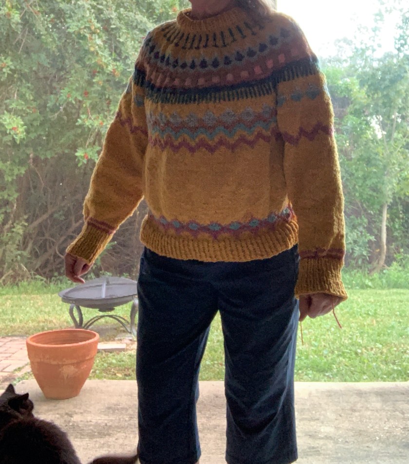 Marshland sweater in yellow Arranmore yarn