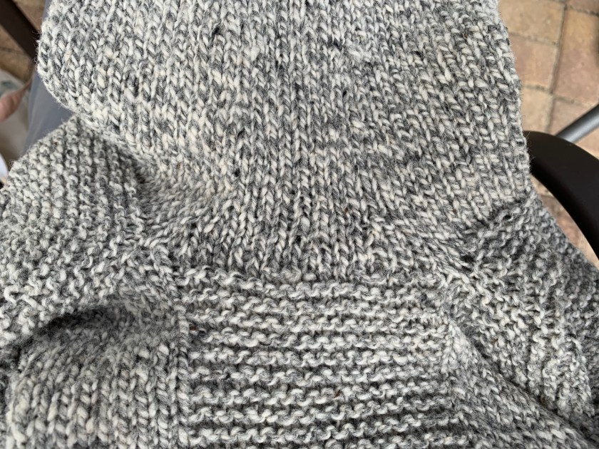 Underarm sweater seam looking good