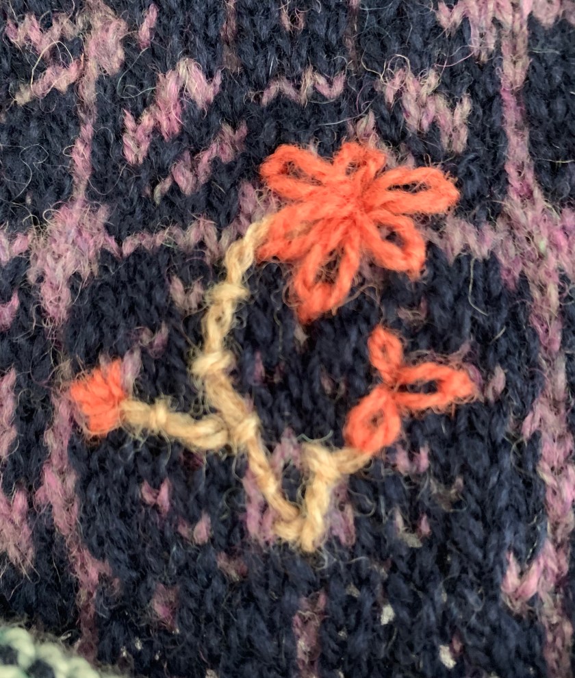 Wool yarn embroidery flower