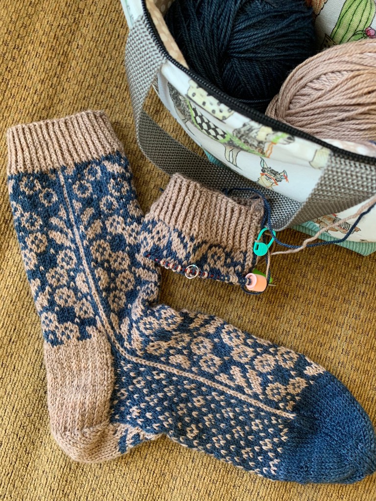 Hand knit colorwork sock Wild Angelica