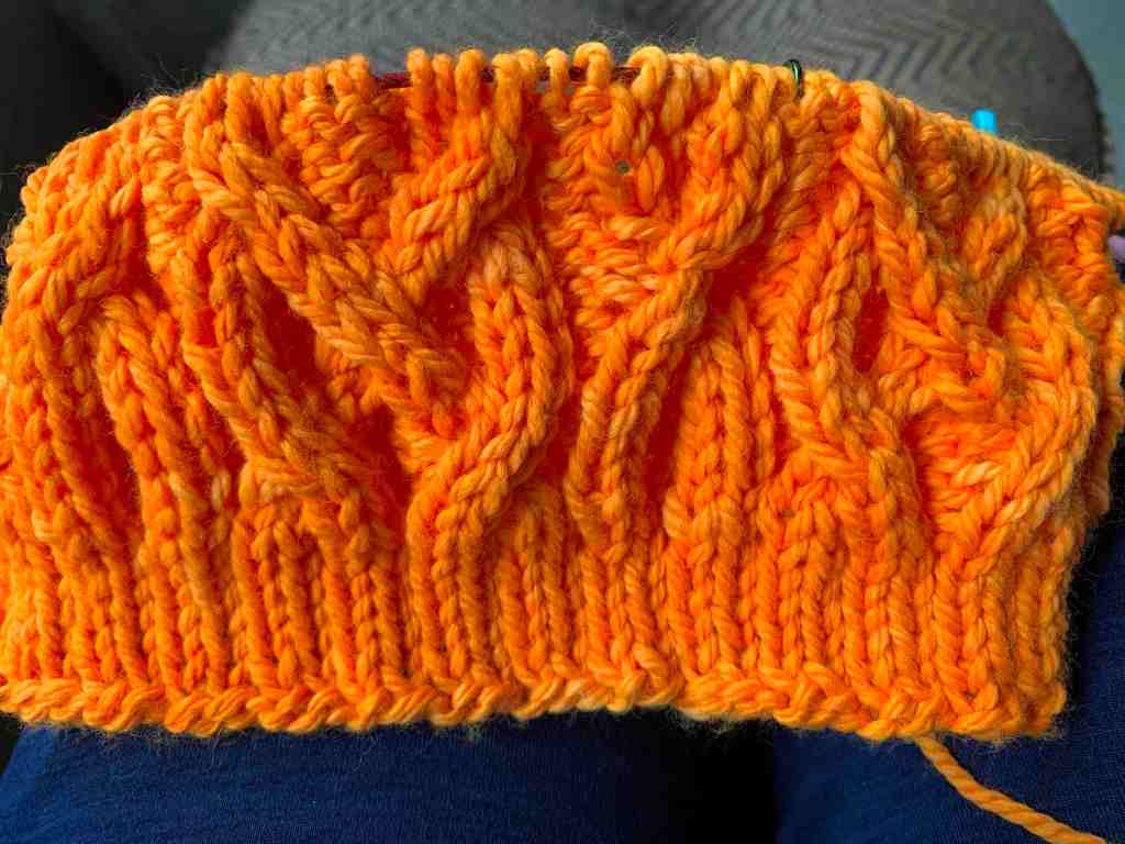 knitting cables Habitat pattern orange