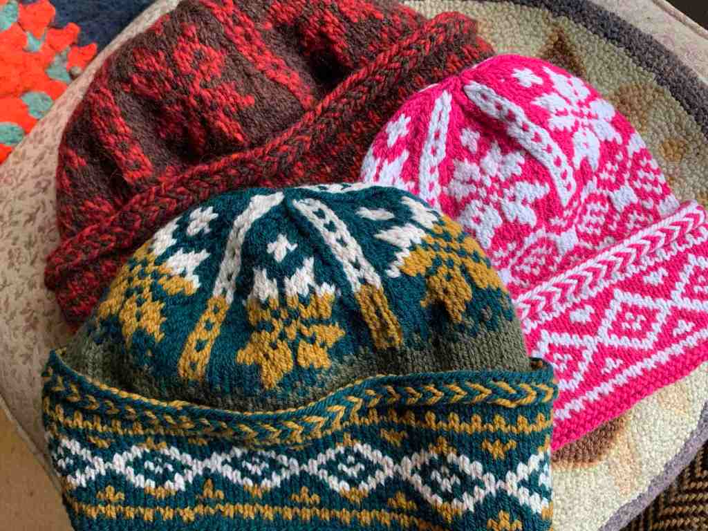 Triple Patterned Watchcap hats in three colors
