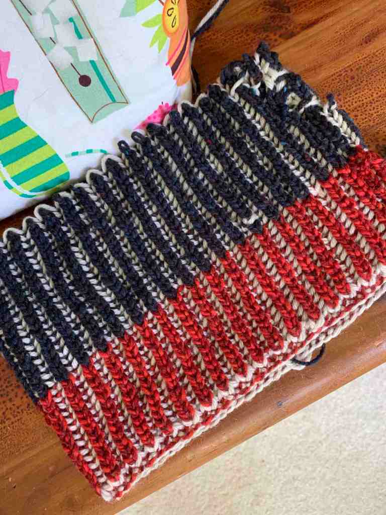 brioche hat knitting other side