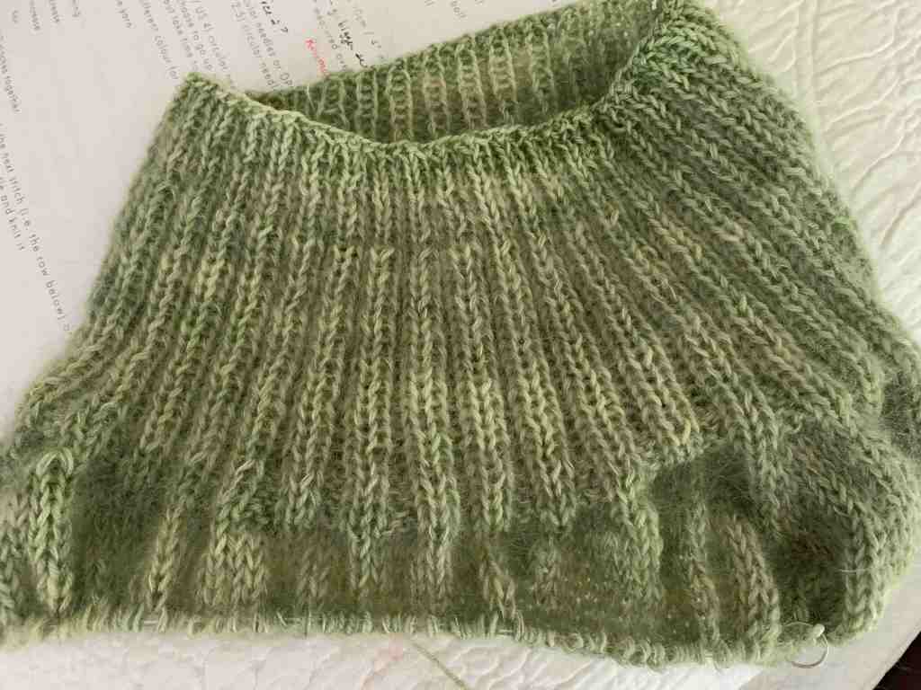 front of sweater after short row shaping