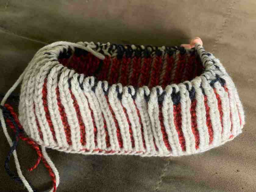 Brioche in the round, hat knitting practice