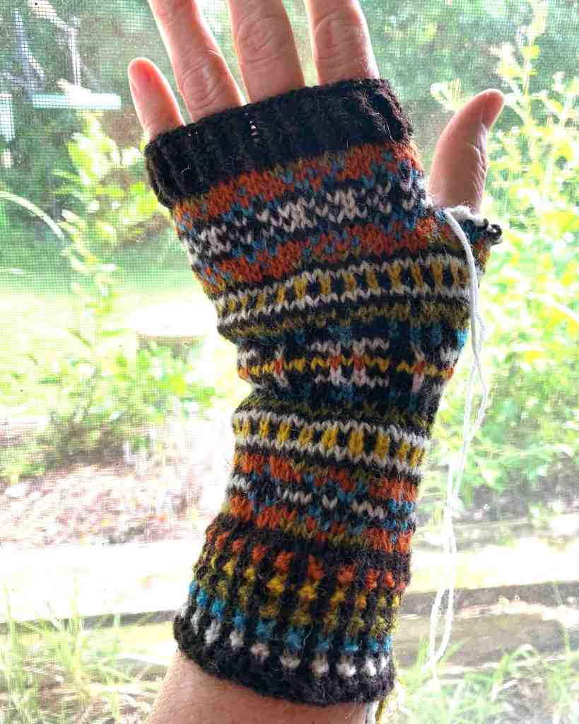 fingerless mitt colorwork Fair-isle