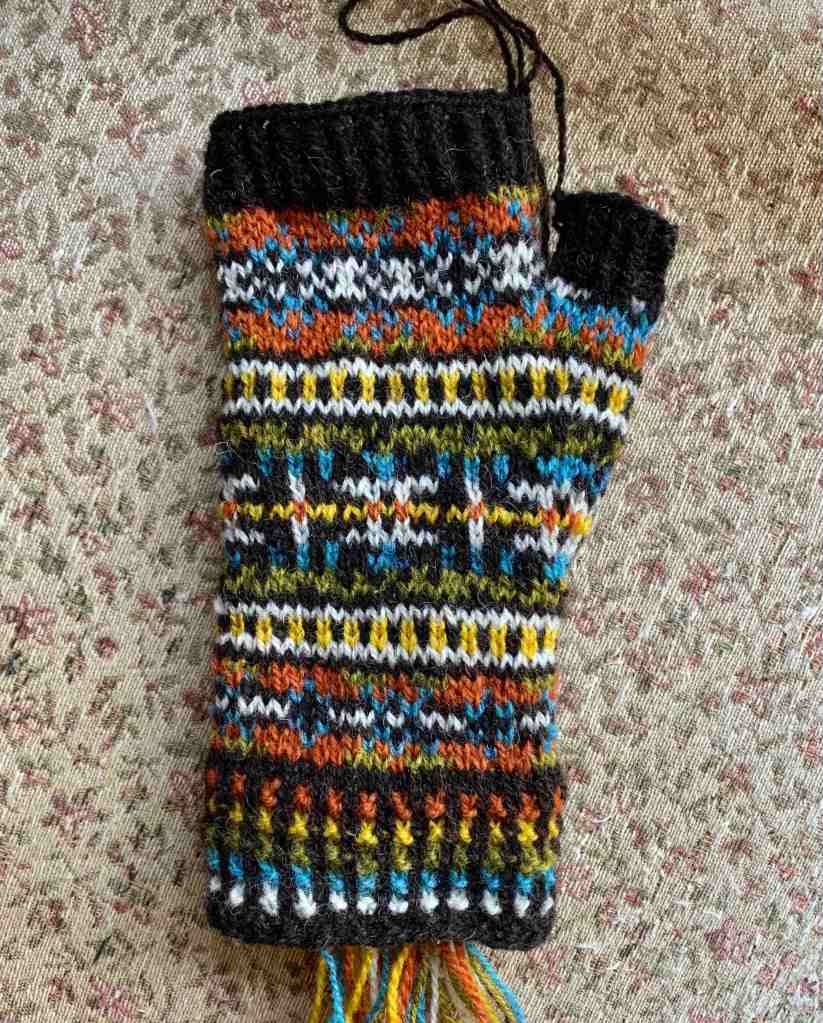 Fair Isle mitt knitting done