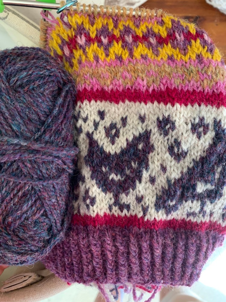 Jamieson and smith purple mix yarn
