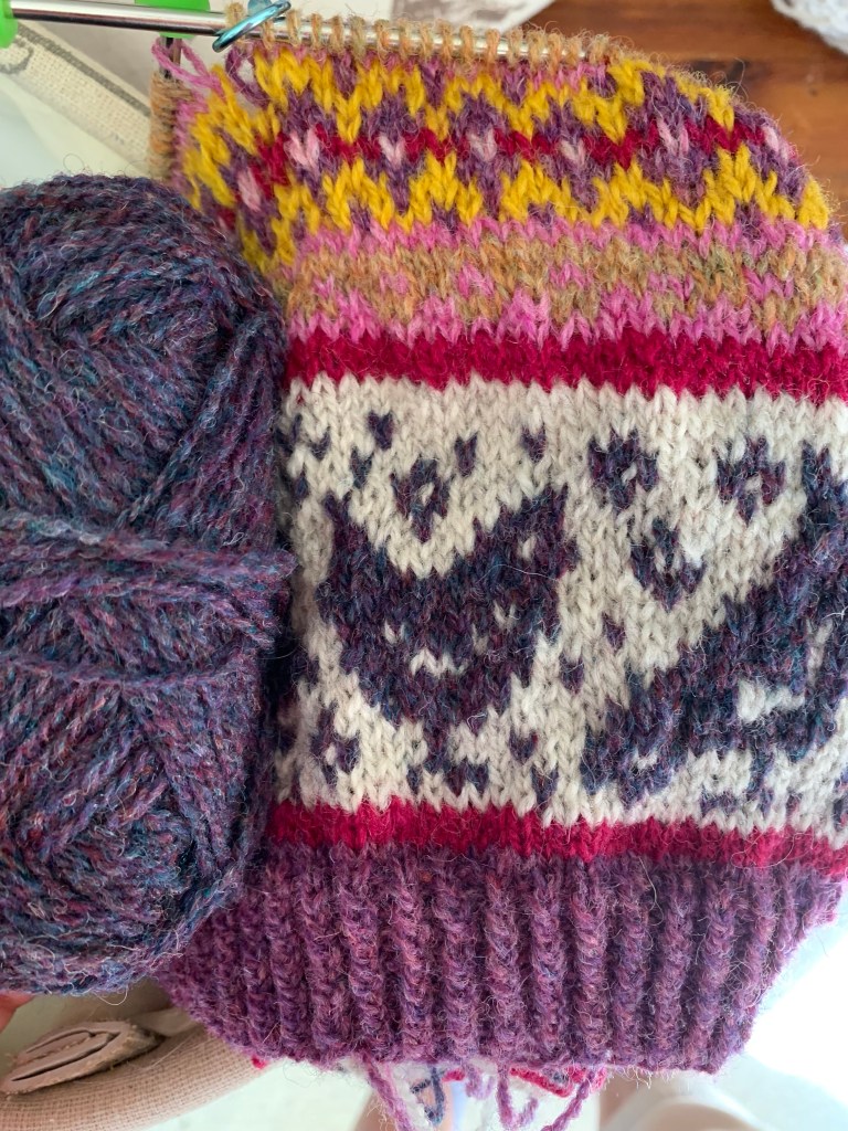 Jamieson and smith purple mix yarn