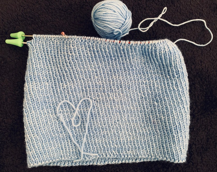 Light blue classic beanie knitting