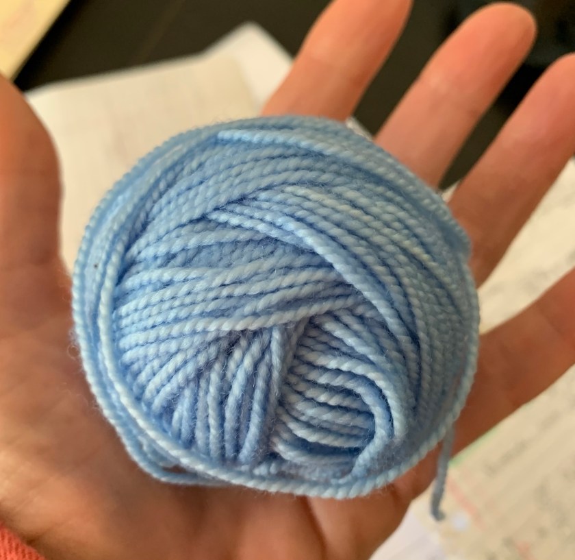 Yarn leftover from knitting the slouchy hat