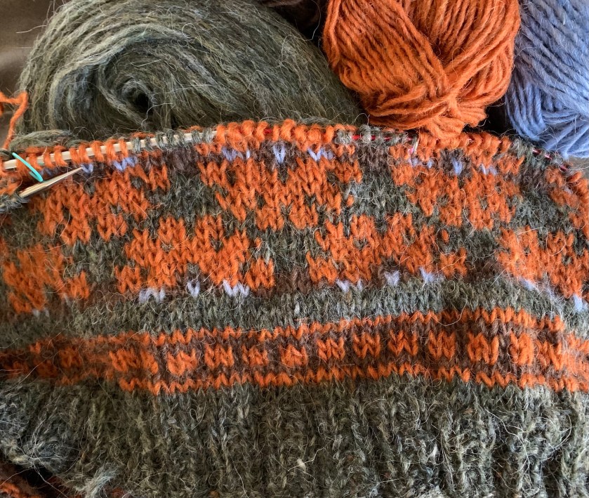 Wool vest knitting in Fair Isle Lopi