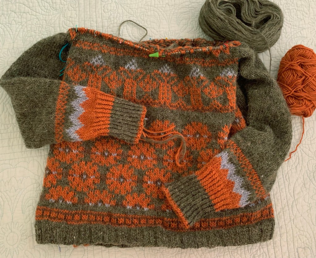 Orange flowers sweater